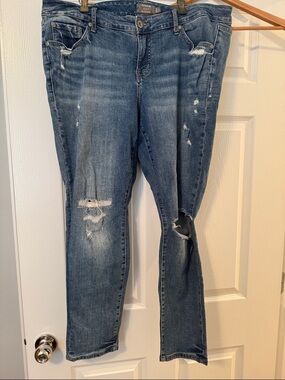 torrid Distressed Straight Leg Blue Jeans